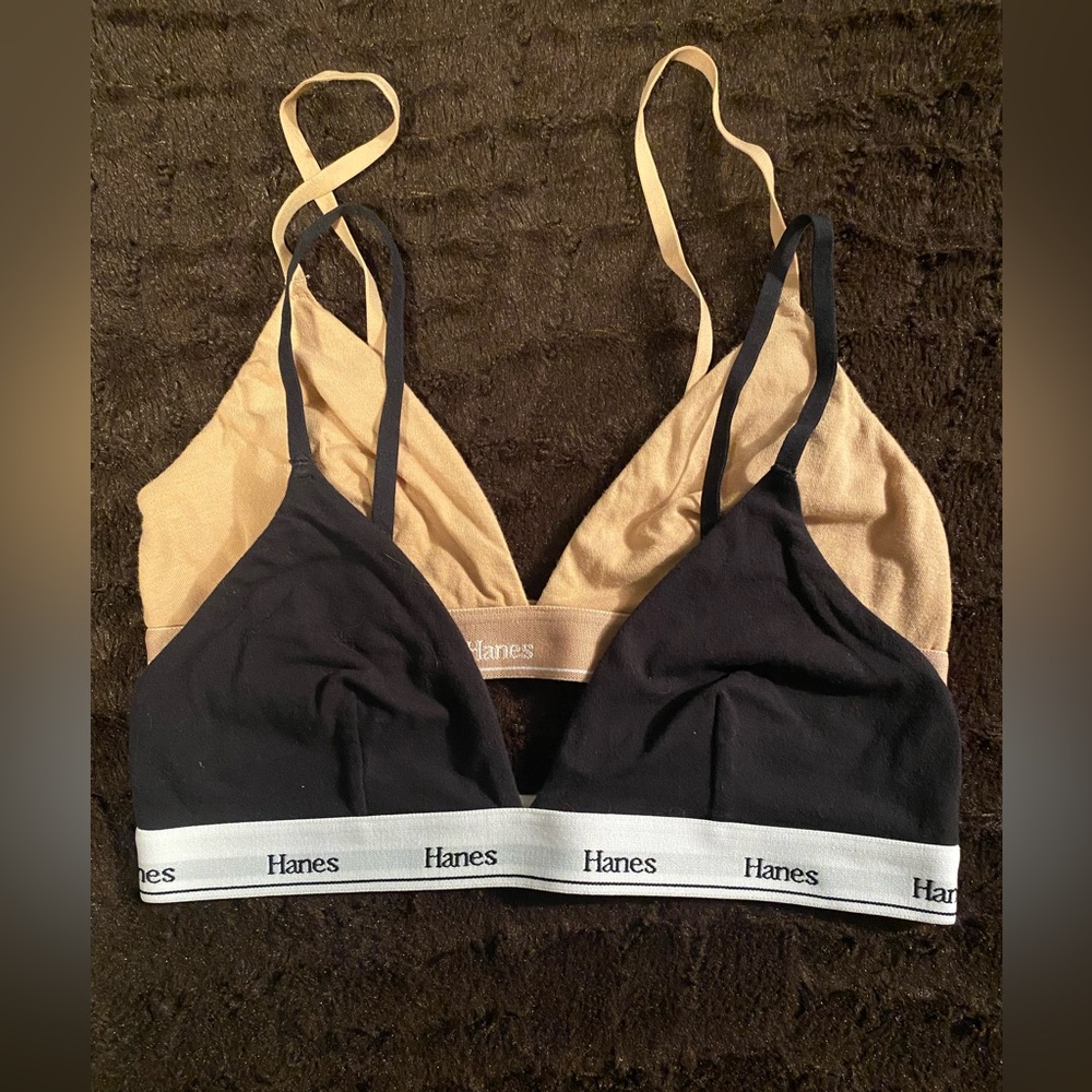 Hanes Women's Black and Tan Bralette Set